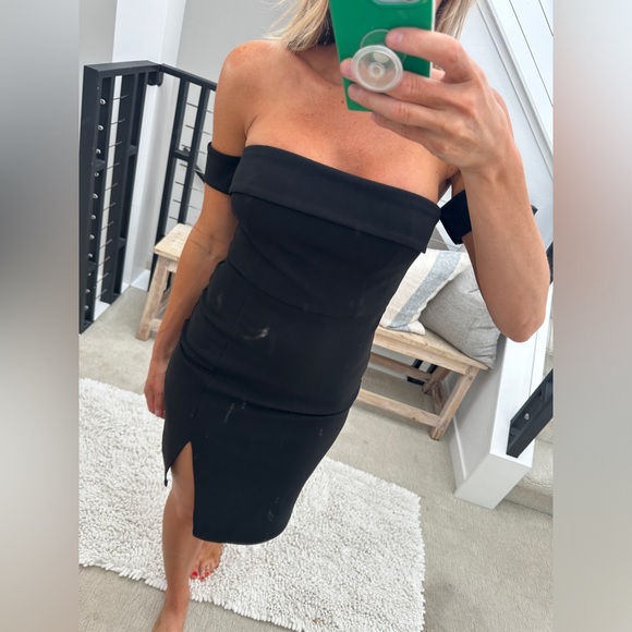 Privy black off the should bodycon formal mini dress wedding event or party M - Picture 1 of 12